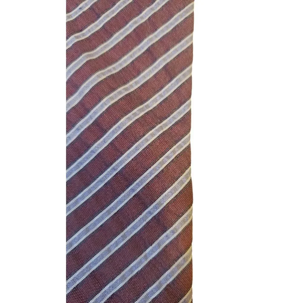 Leon Highness Luxury Neck Tie Red White Blue Stripe Silk Classic Business Office